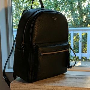 Kate Spade black leather backpack